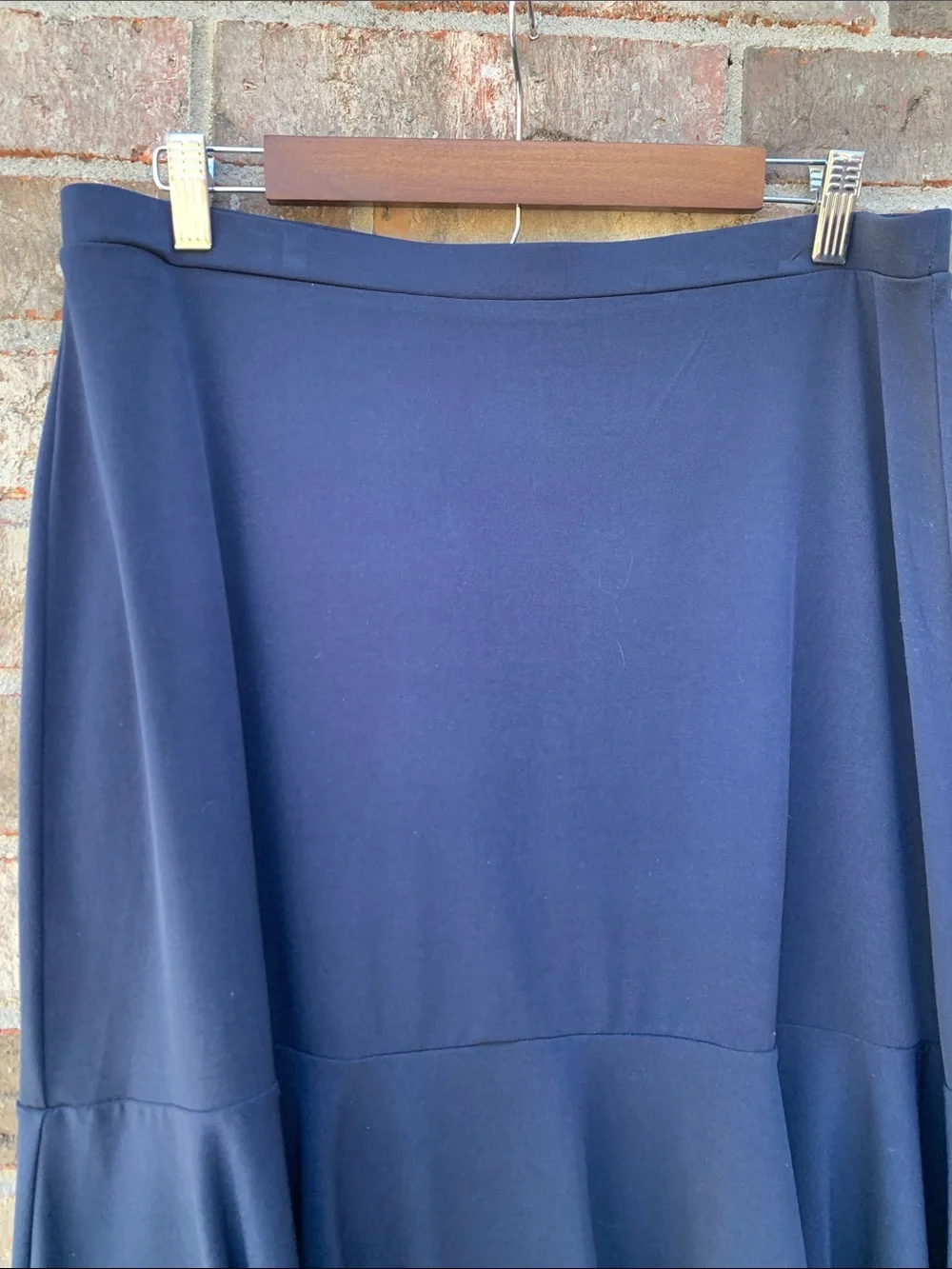 Take 50% OFF- George Stretch Navy Flounce Hem Skirt - Women, Size-L